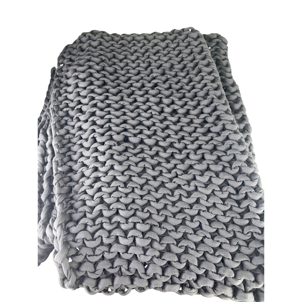 Bearaby Nappling Weighted Blanket Charcoal Grey 100% Cotton Chunky Throw 42"x45"